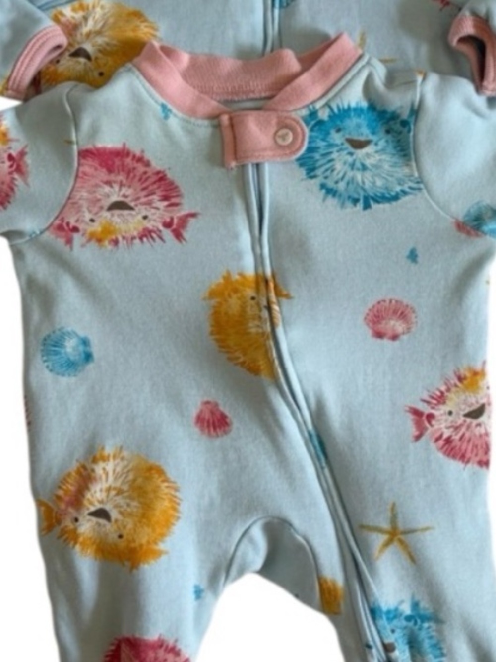 Set of 2 Burt's Bees Blue and Pink Baby Pajamas - Size Newborn